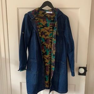 Long denim and camo jacket